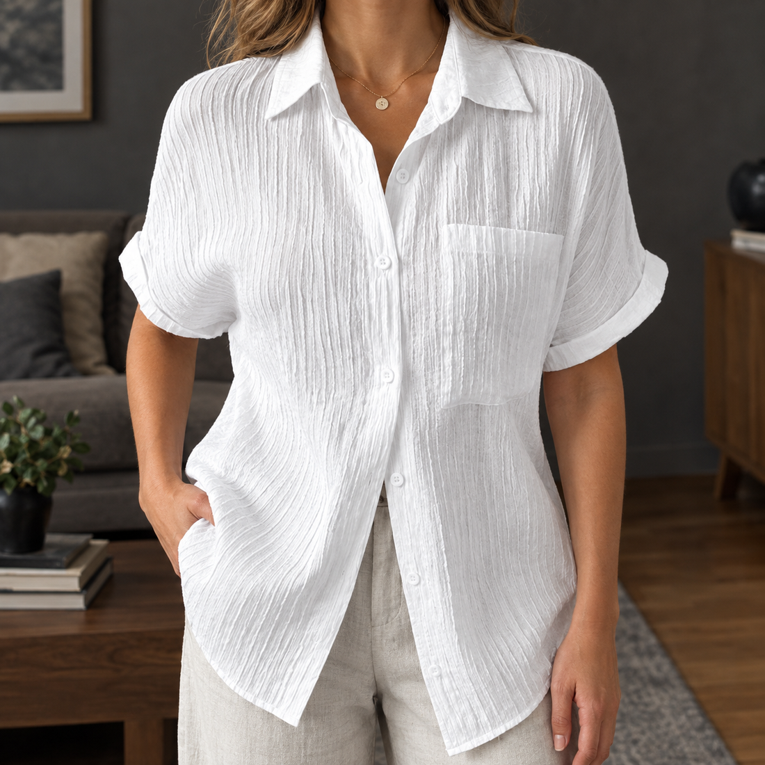 Alma Textured Shirt - White