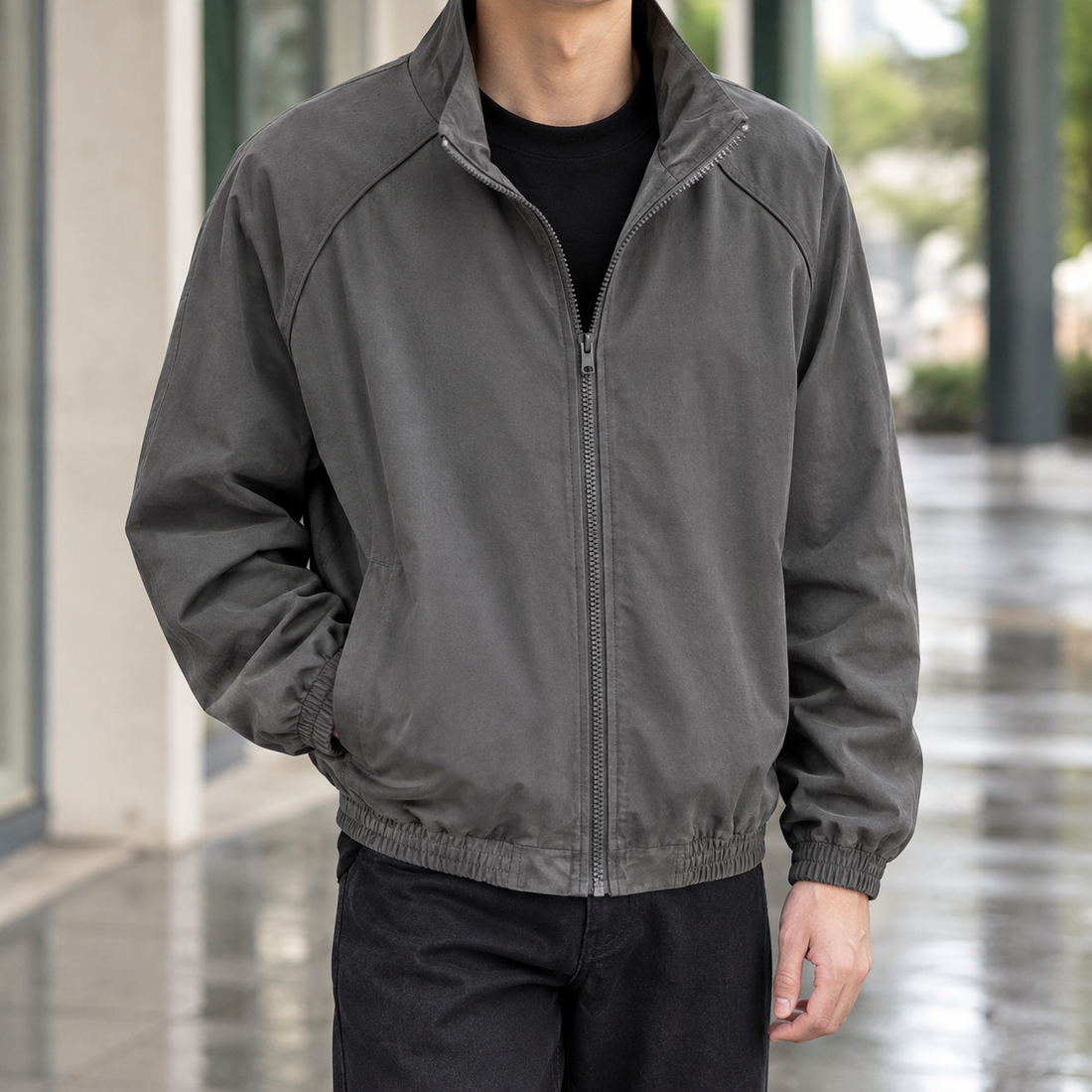 Robert Stand Collar Jacket - Dark Gray