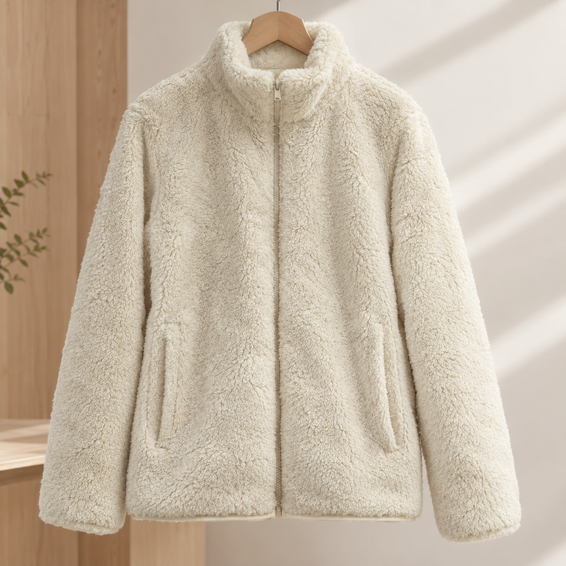 Lily Plush Zip Jacket - Cream
