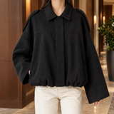 Chantal-Pearl Suede Blouson Jacket - Black