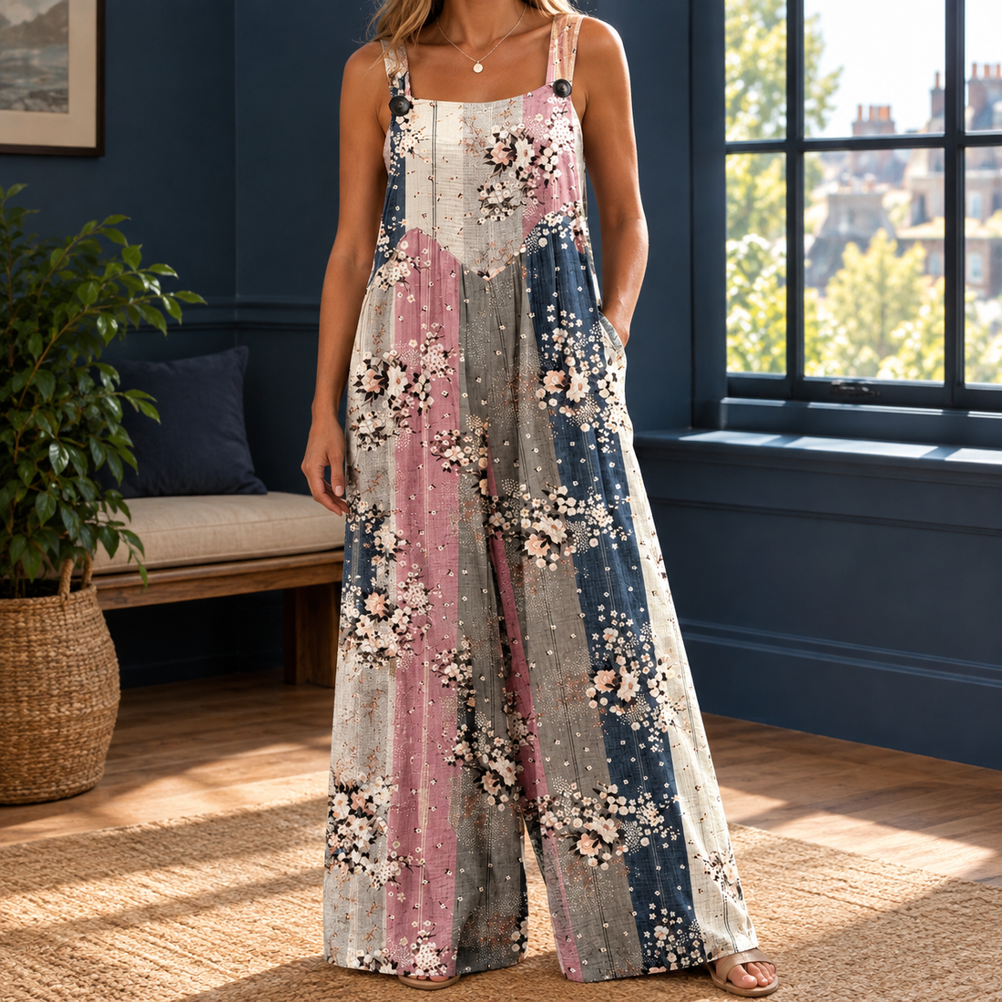 Valentine-Hope Wide Leg Jumpsuit - Blush Multi