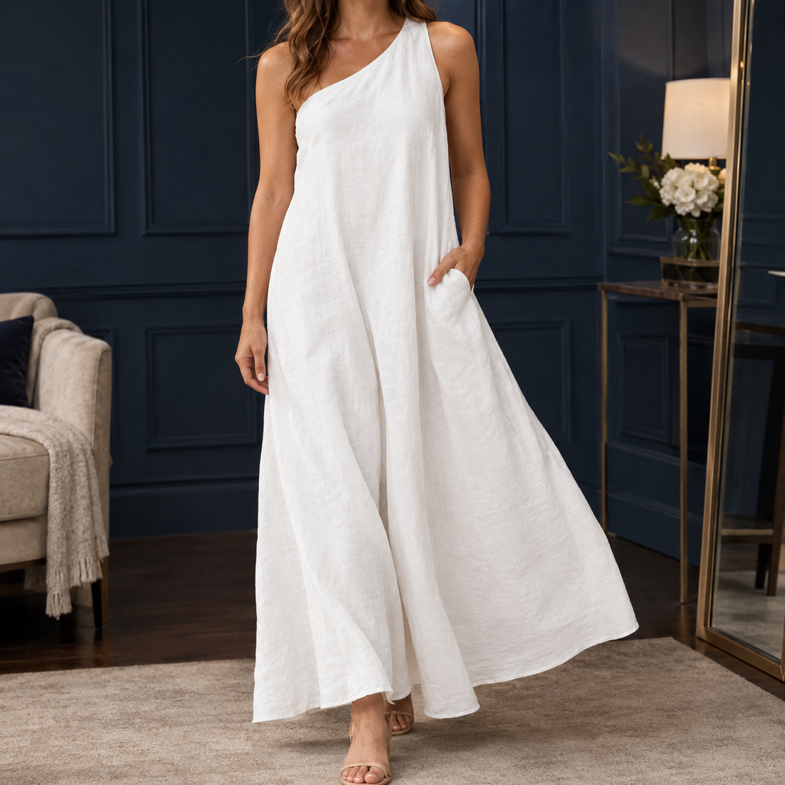 Elle One-Shoulder Jumpsuit - White