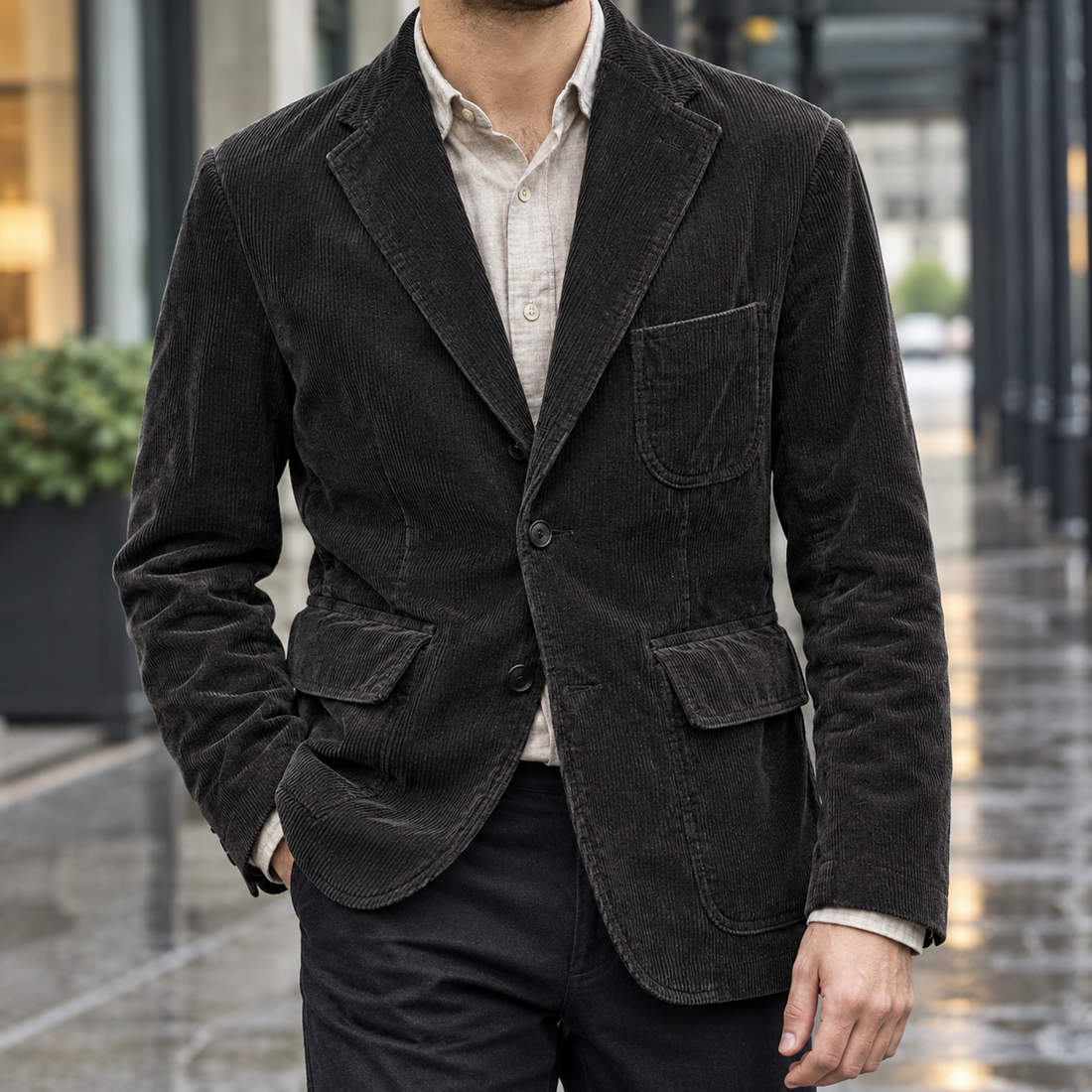 Hadrian-Rhys Corduroy Jacket - Black