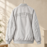Alexander-Tate Embroidered Bomber Jacket - Light Gray
