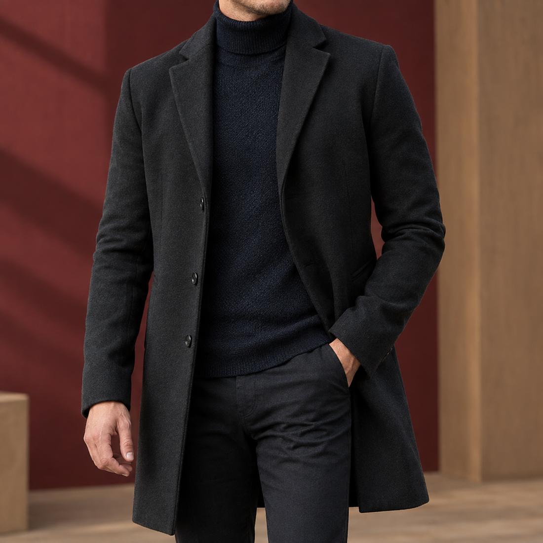 Ralph-Rhys Wool Coat - Black