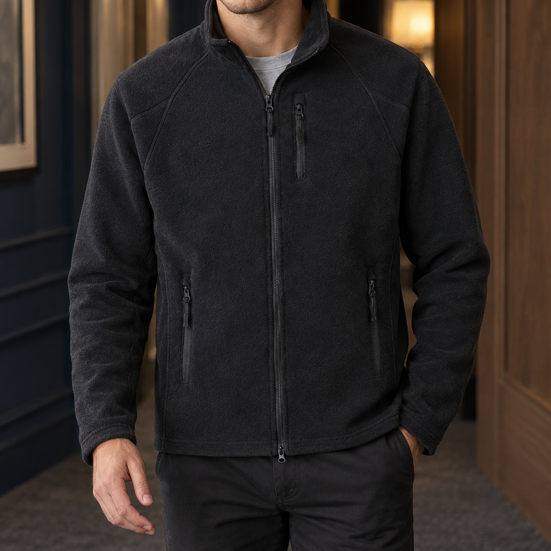 Clement-York Fleece Jacket - Black
