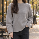 Bethany-Eve Button Cuff Sweater - Gray