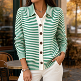 Chiara-Eve Striped Cardigan - Green Stripes