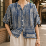 Colette-Rae Linen Blouse - Blue