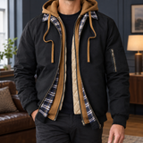 Liam Layered Bomber Jacket - Black