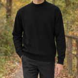 Isidore-Stone Mock Neck Sweater - Black