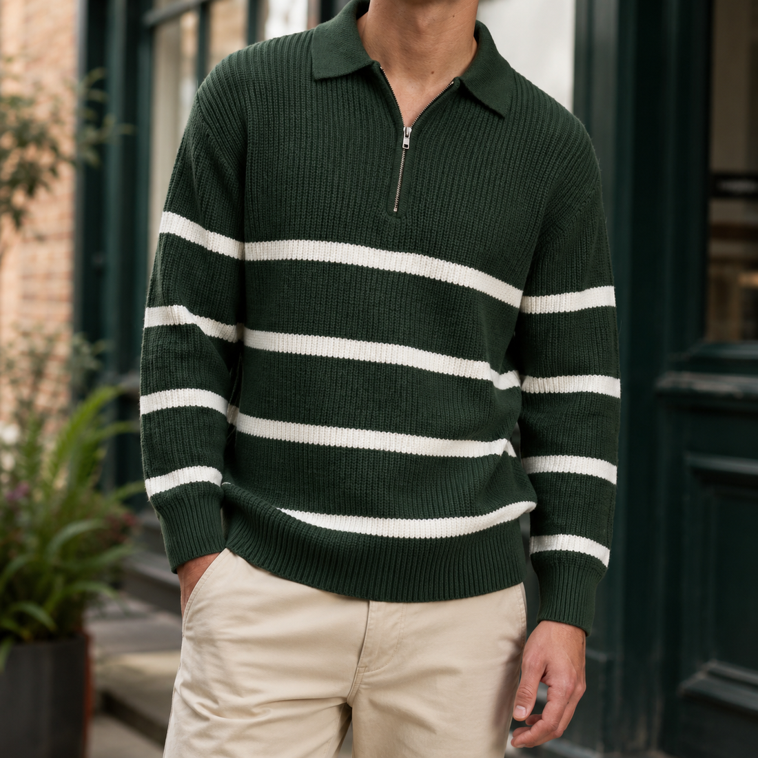 Milo-Rhys Half-Zip Sweater - Green