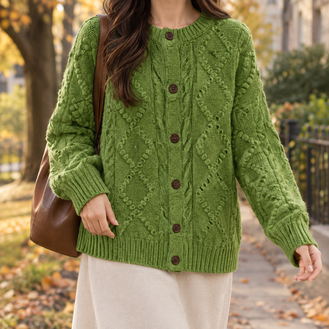 Oriane-Hope Relaxed Cardigan - Green