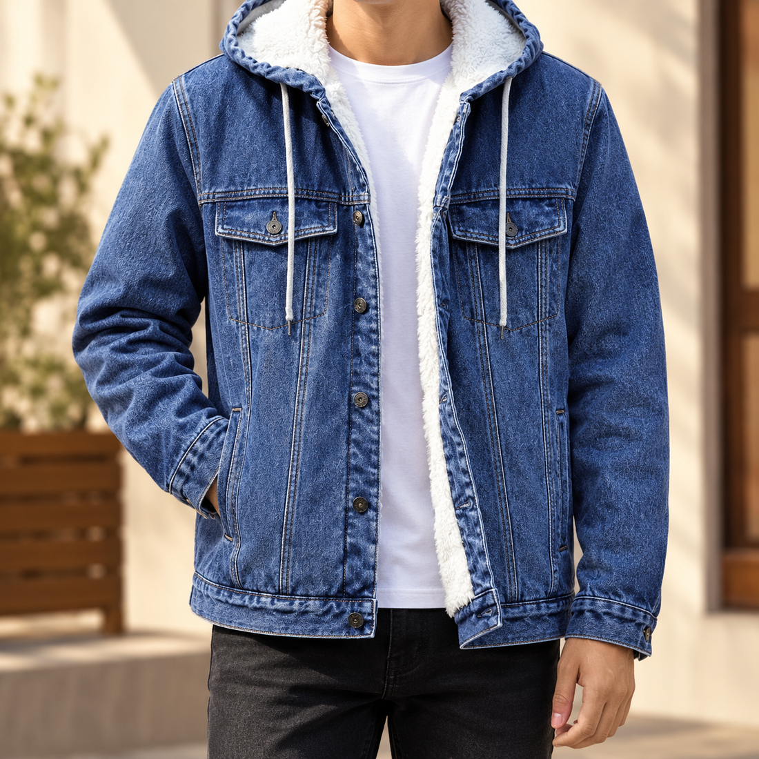 Anton-Reid Hooded Denim Jacket - Blue