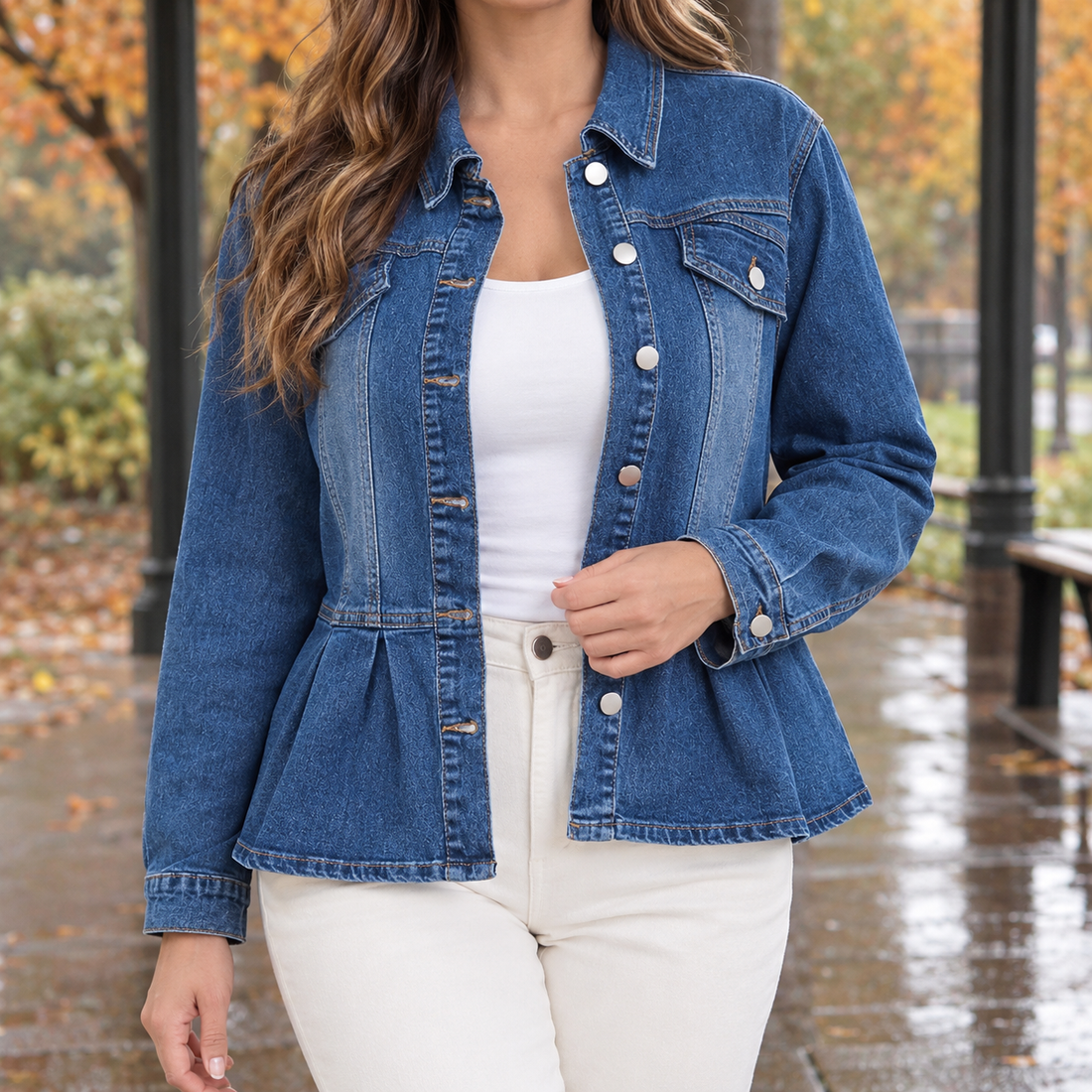 Stella-Pearl Peplum Jacket - Blue
