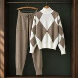 Iris-Marie Argyle Knit Set - Khaki