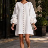 Freya-Claire Rosette Cuff Dress - White