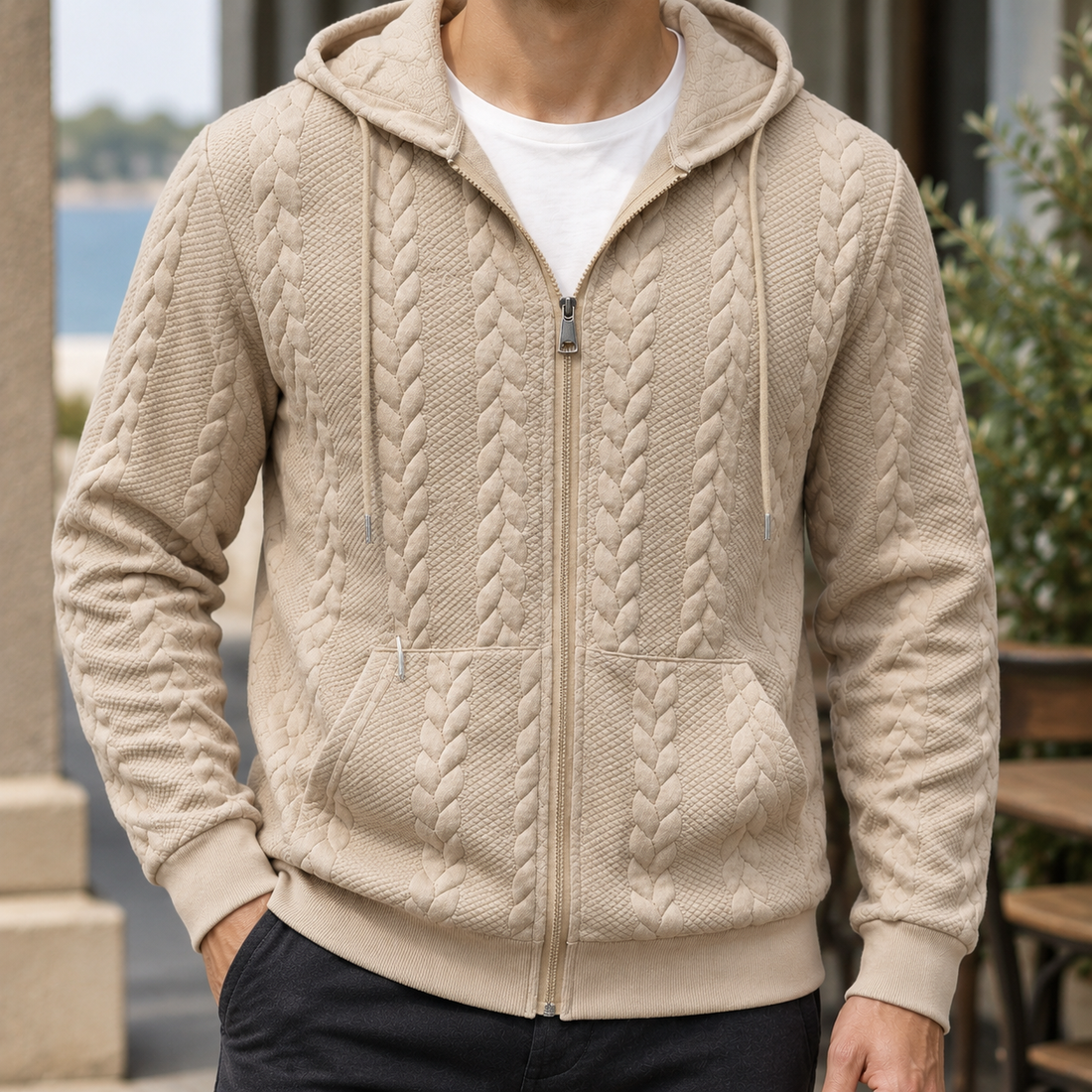 Gideon Textured Hoodie - Khaki