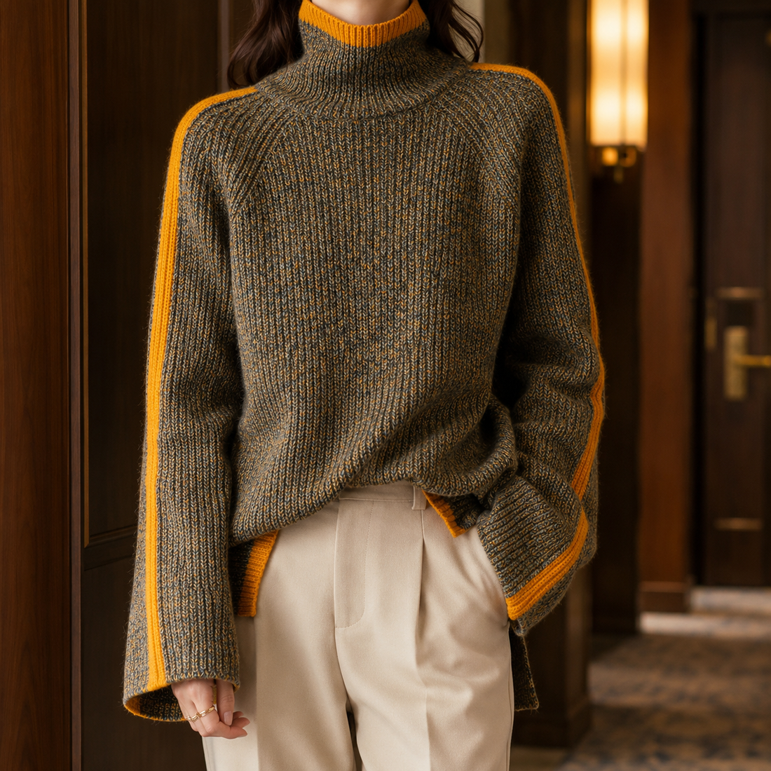 Ilaria-Claire Turtleneck Sweater - Brown