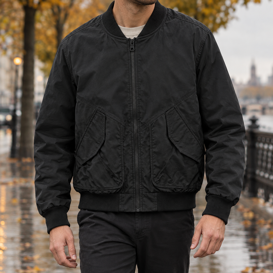 Caleb-Cole Utility Bomber Jacket - Black