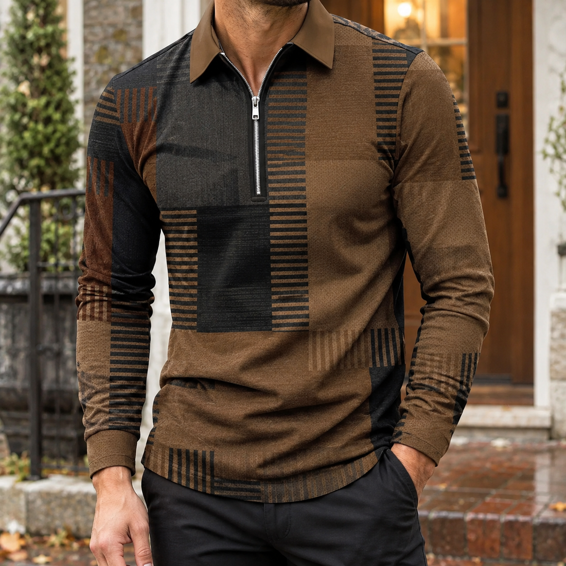 Edmund-Wade Quarter Zip Polo - Pattern