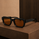 Simeon Sculpted Sunglasses - Black Amber
