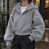 Natalie-Belle Balloon Sleeve Hoodie - Light Gray