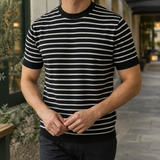 Theo-Rhys Striped Knit Top - Black