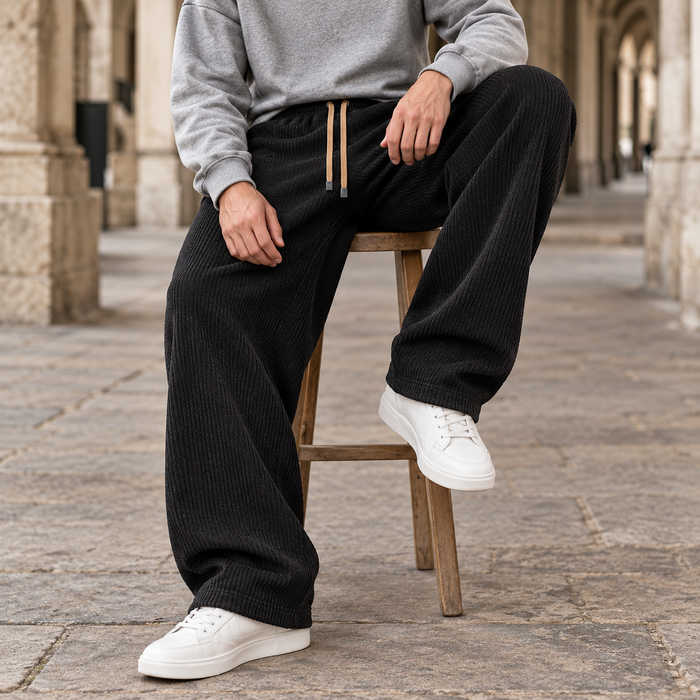 Gareth-Stone Ribbed Pants