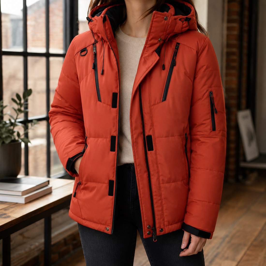 Natalia-Jade Utility Coat - Red