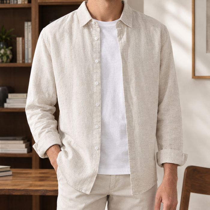 Blaise-Grey Linen Shirt