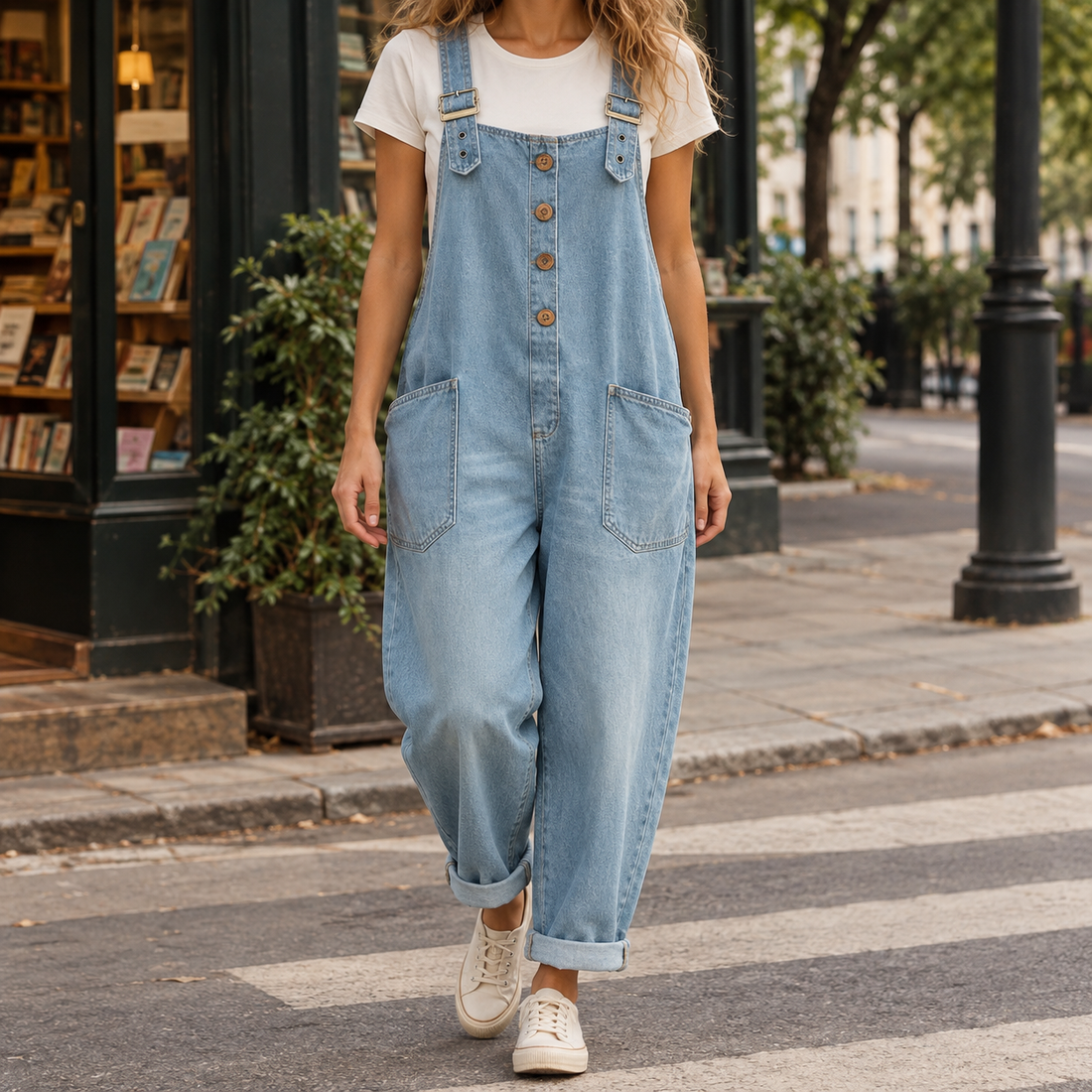 Ysabel-Hope Relaxed Overalls - Light Blue