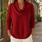Chiara-Mae Cowl Neck Sweater - Red