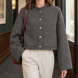 Serena-Eve Stand Collar Jacket - Gray