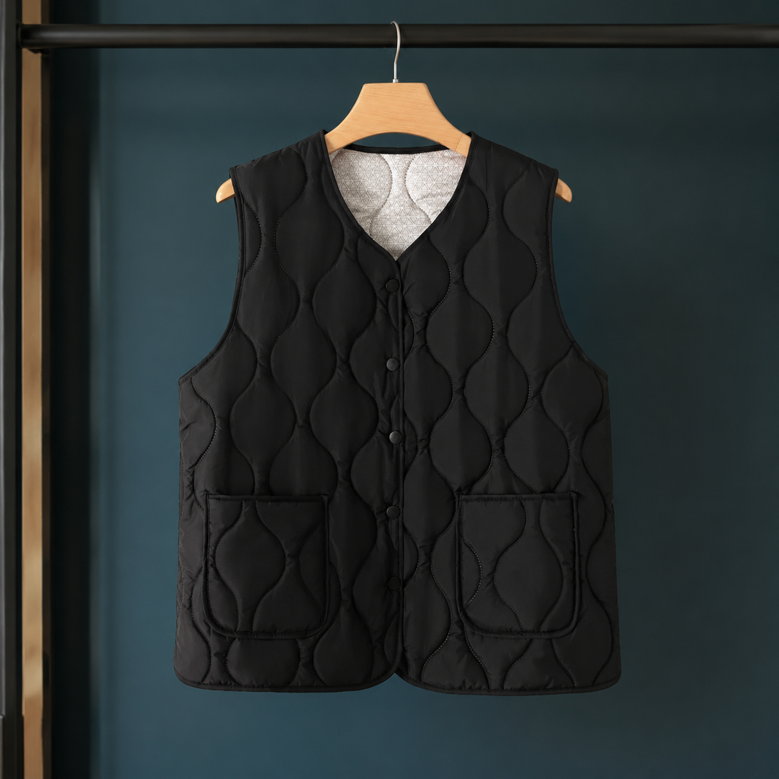 Ines Quilted Vest - Black