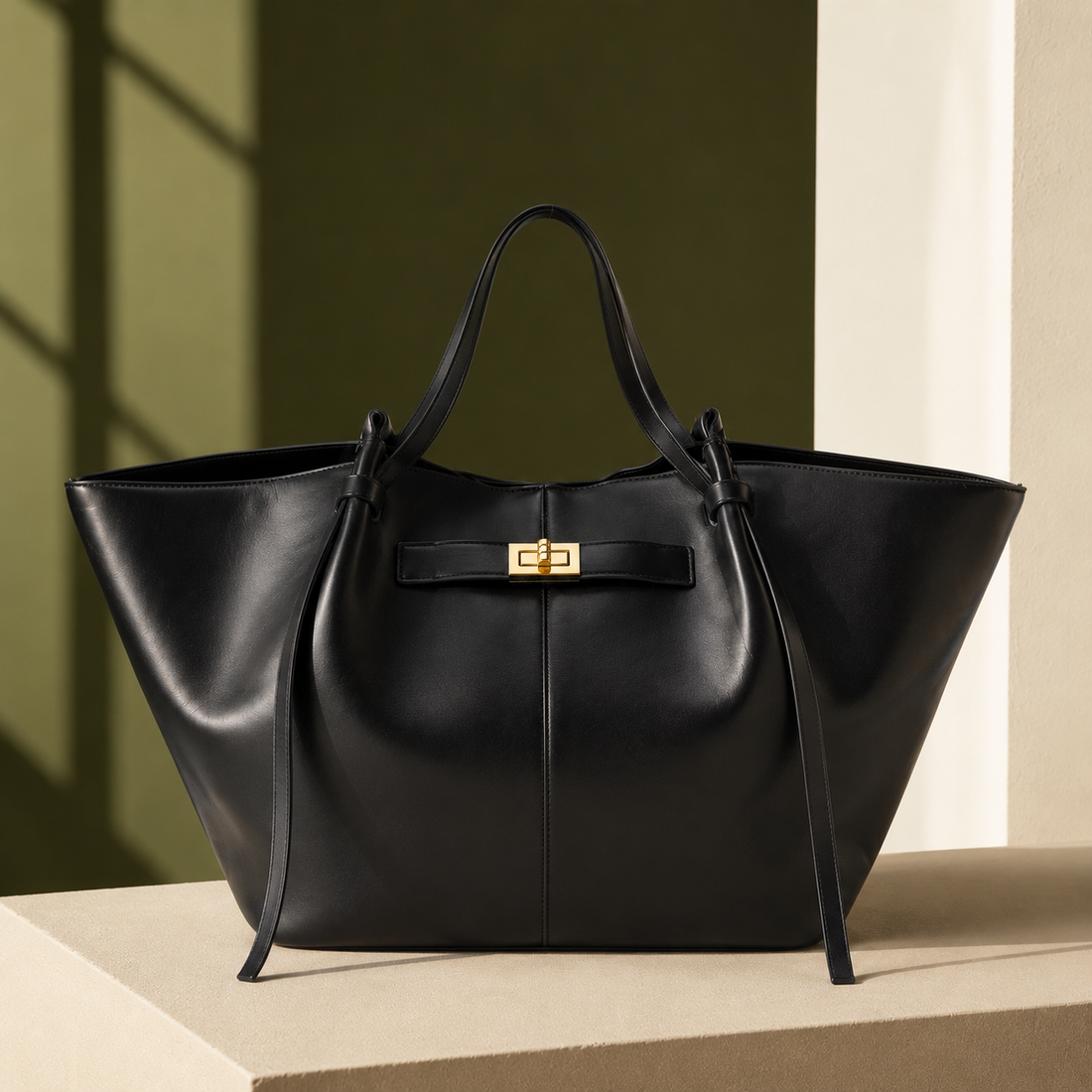 Battaglia Leather Tote - Black