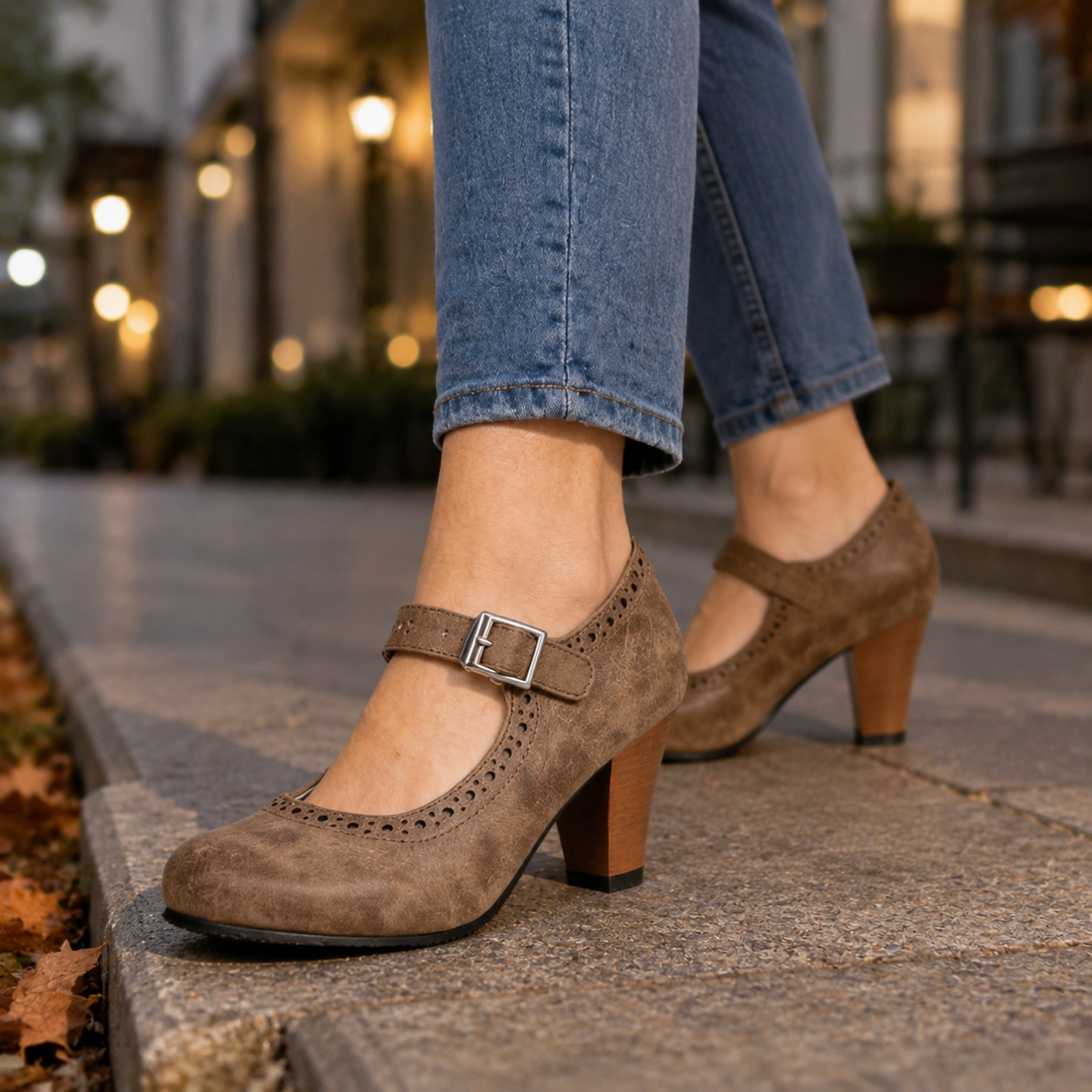 Pescara Brogue Mary Janes - Brown
