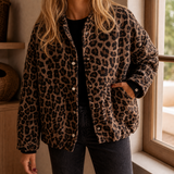 Sabina Leopard Bomber Jacket - Brown