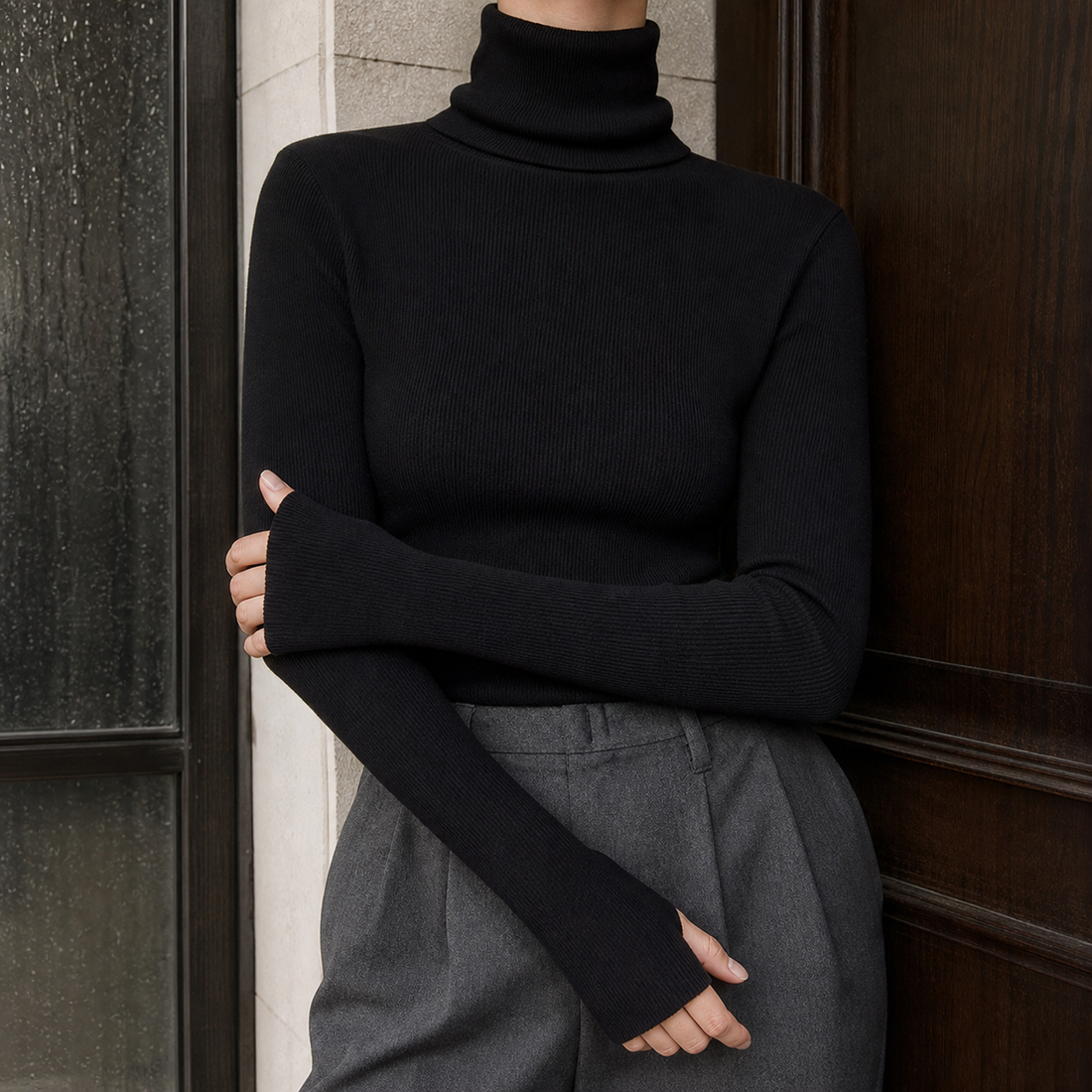 Angelique-Jane Turtleneck Sweater - Black
