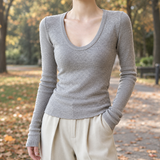 Celine-Marie Scoop Neck Sweater - Ash Gray