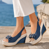 Orvieto Denim Wedge Sandals - Blue