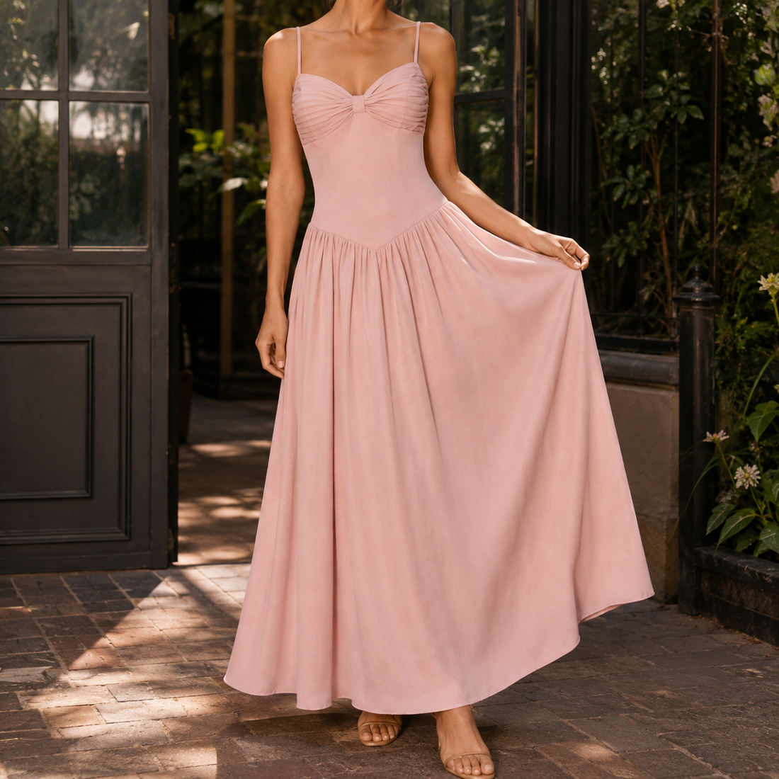 Alba Ruched Maxi Dress - Pink