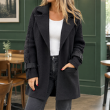 Romy-Eve Mixed Texture Coat - Black
