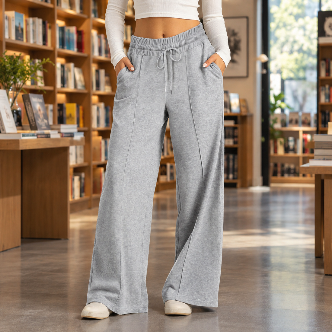 Ariane-Kate Wide Leg Pants - Light Gray