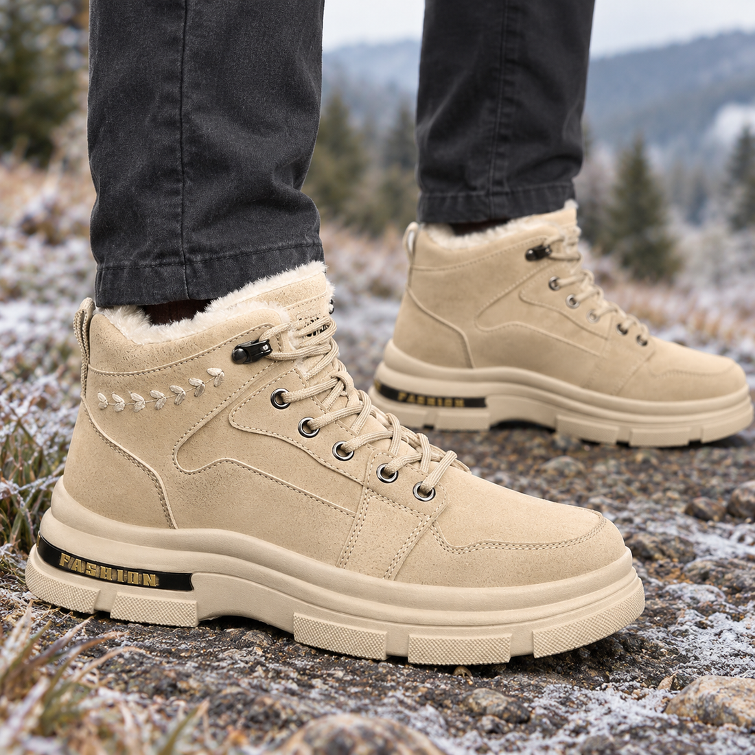 Lucchesi-Firenze Fleece Lined Boots - Khaki