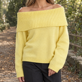 Paloma-Lane Off Shoulder Sweater - Yellow