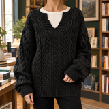 Matilda-Elise Cable Knit Sweater - Black