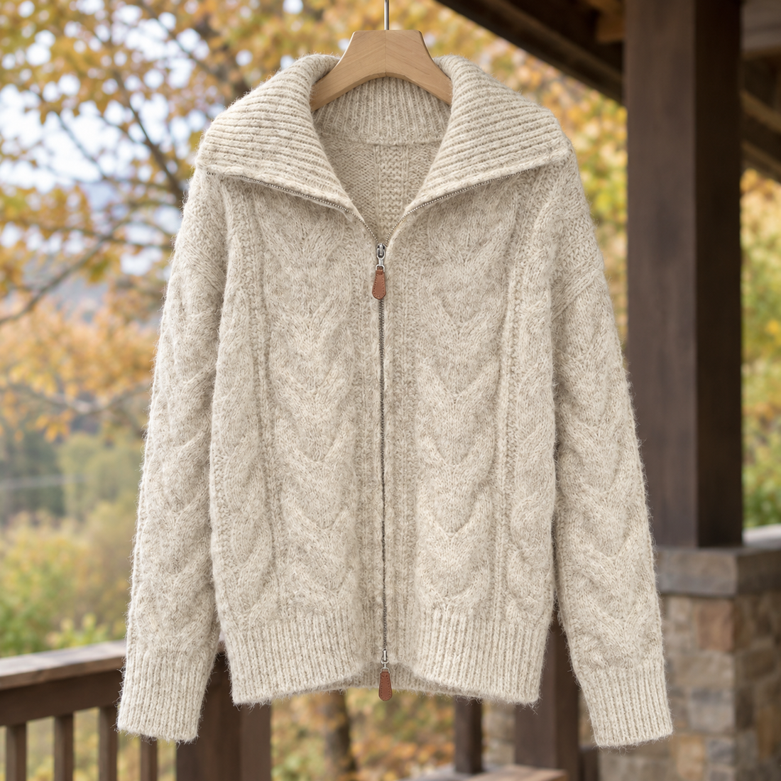 Sibylla-Skye Cable Knit Jacket - Apricot