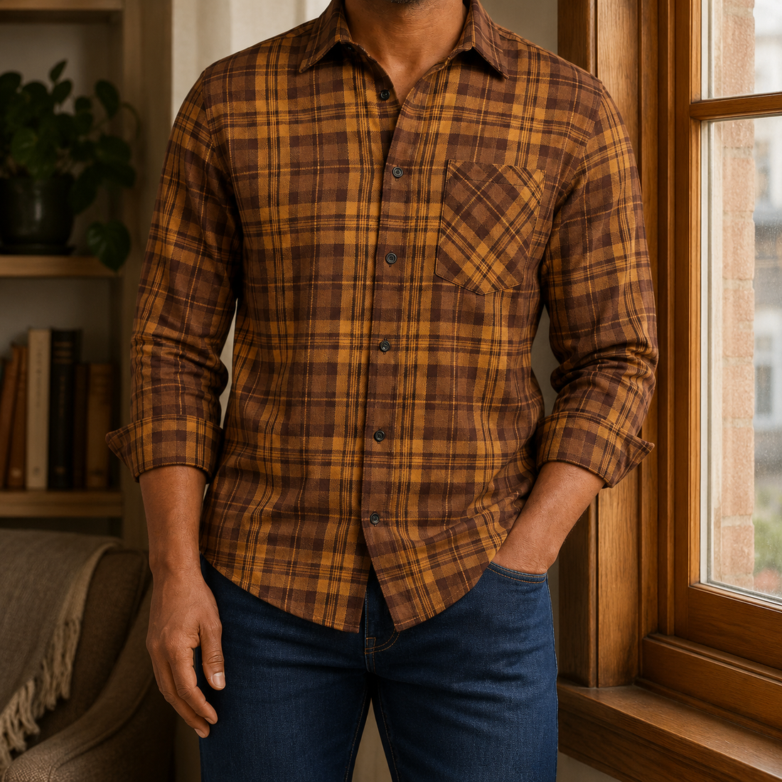 Francis-Grant Plaid Shirt - Brown