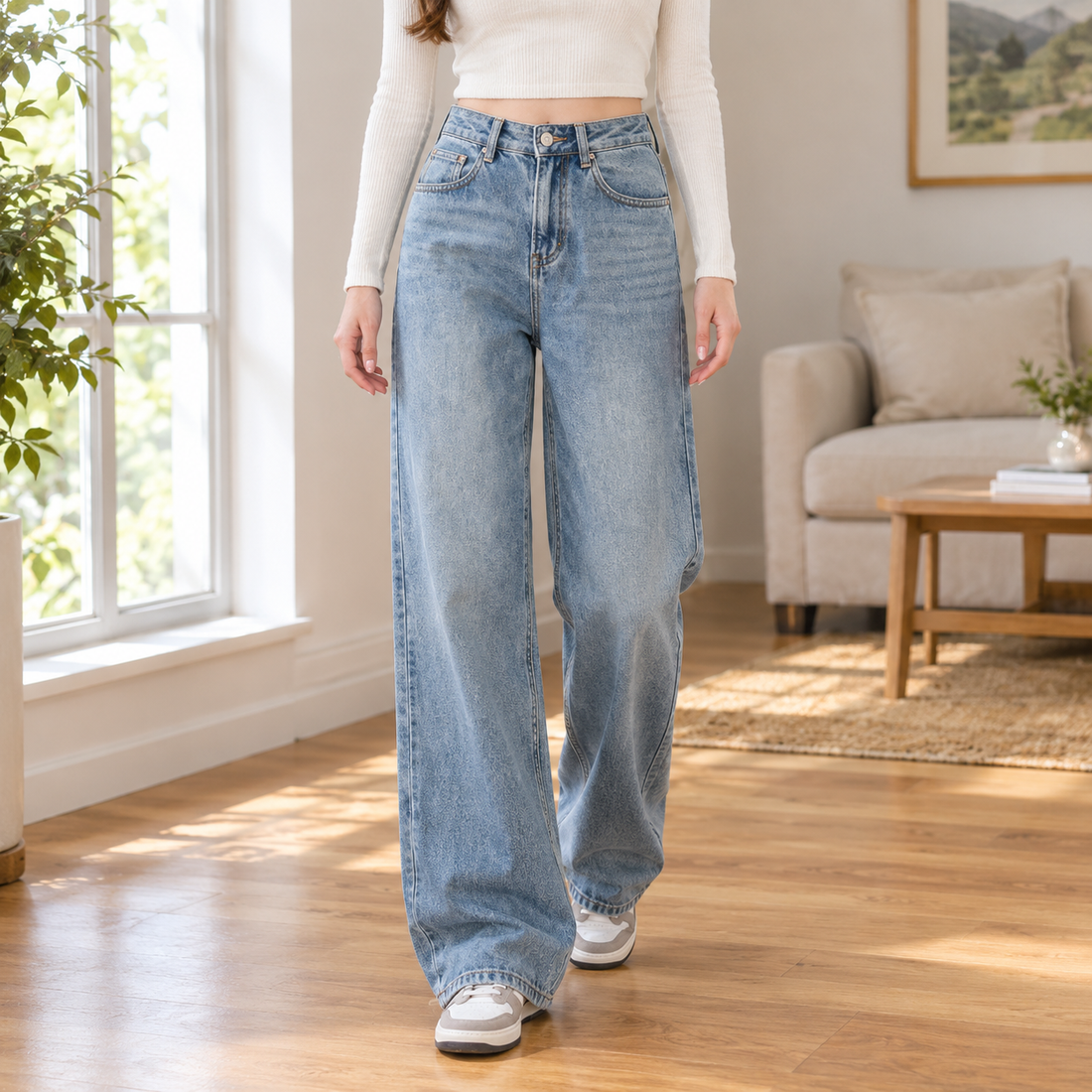 Rosalie-Elise Wide Leg Jeans - Light Blue